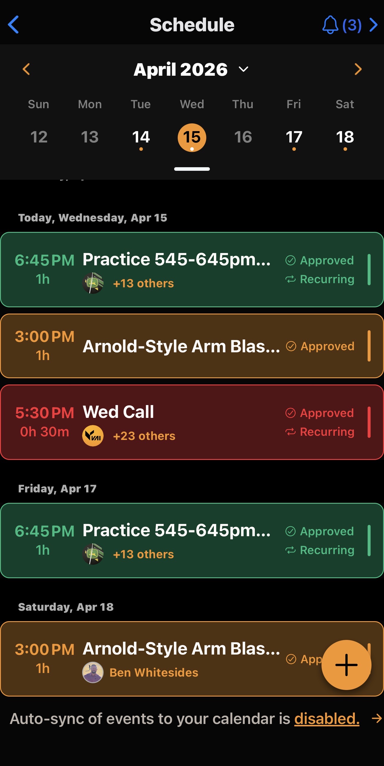 VAI schedule